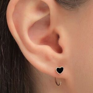 Black Heart Earrings Golden